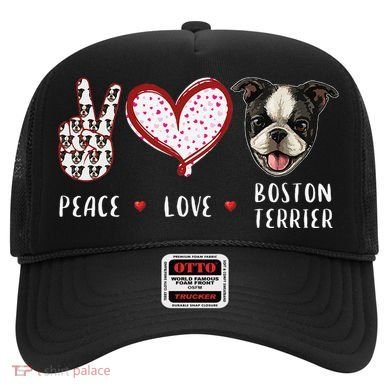 Peace Love Boston Terrier Dog Gifts Hat