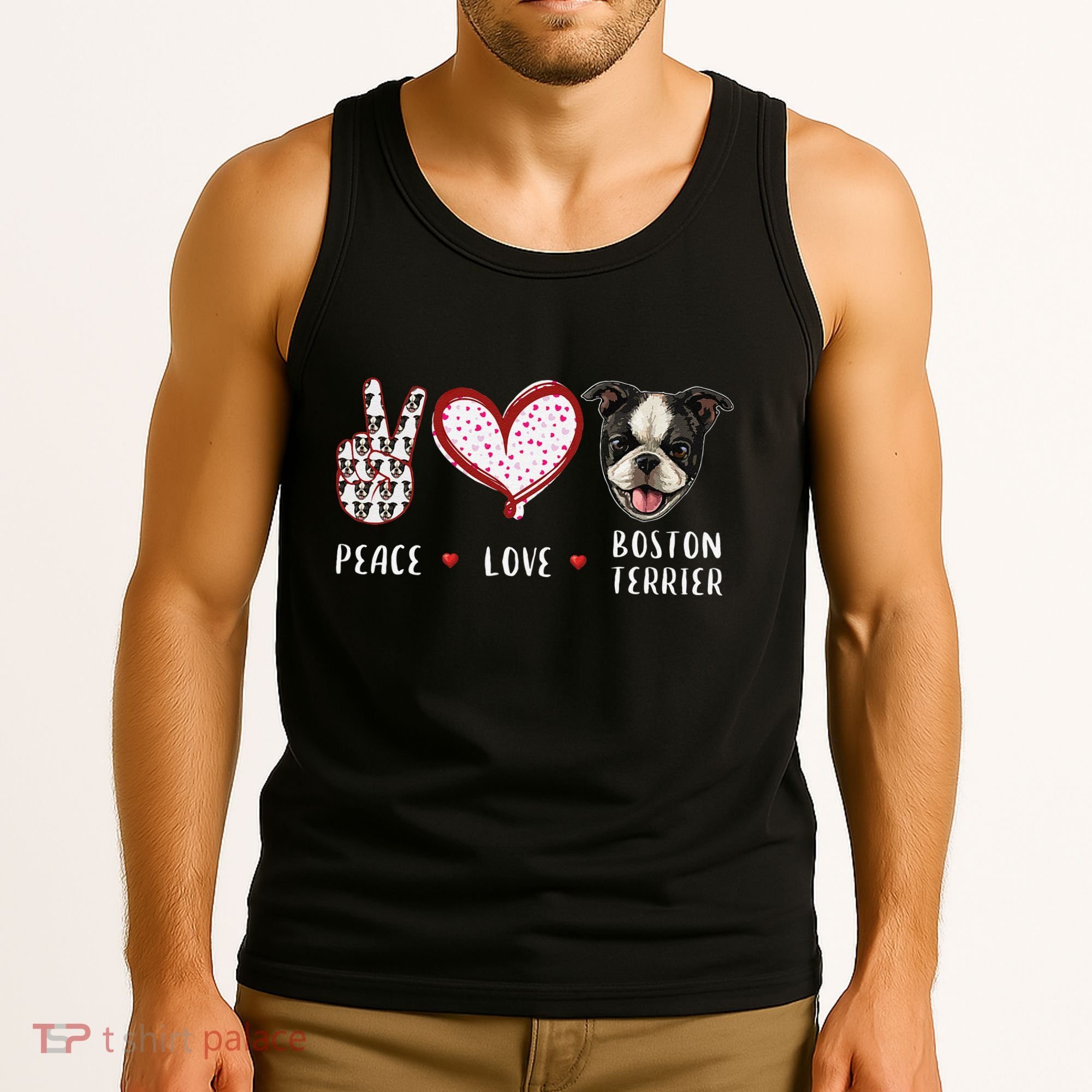 Peace Love Boston Terrier Dog Gifts Tank Top
