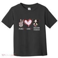 Peace Love Boston Terrier Dog Gifts Toddler T-Shirt thumb 0