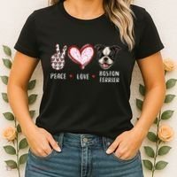 Peace Love Boston Terrier Dog Gifts Women's T-Shirt thumb 2