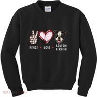 Peace Love Boston Terrier Dog Gifts Kids Sweatshirt thumb 0