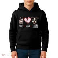 Peace Love Boston Terrier Dog Gifts Kids Hoodie thumb 4