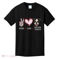 Peace Love Boston Terrier Dog Gifts Kids T-Shirt thumb 0