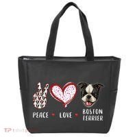 Peace Love Boston Terrier Dog Gifts Tote Bag thumb 0