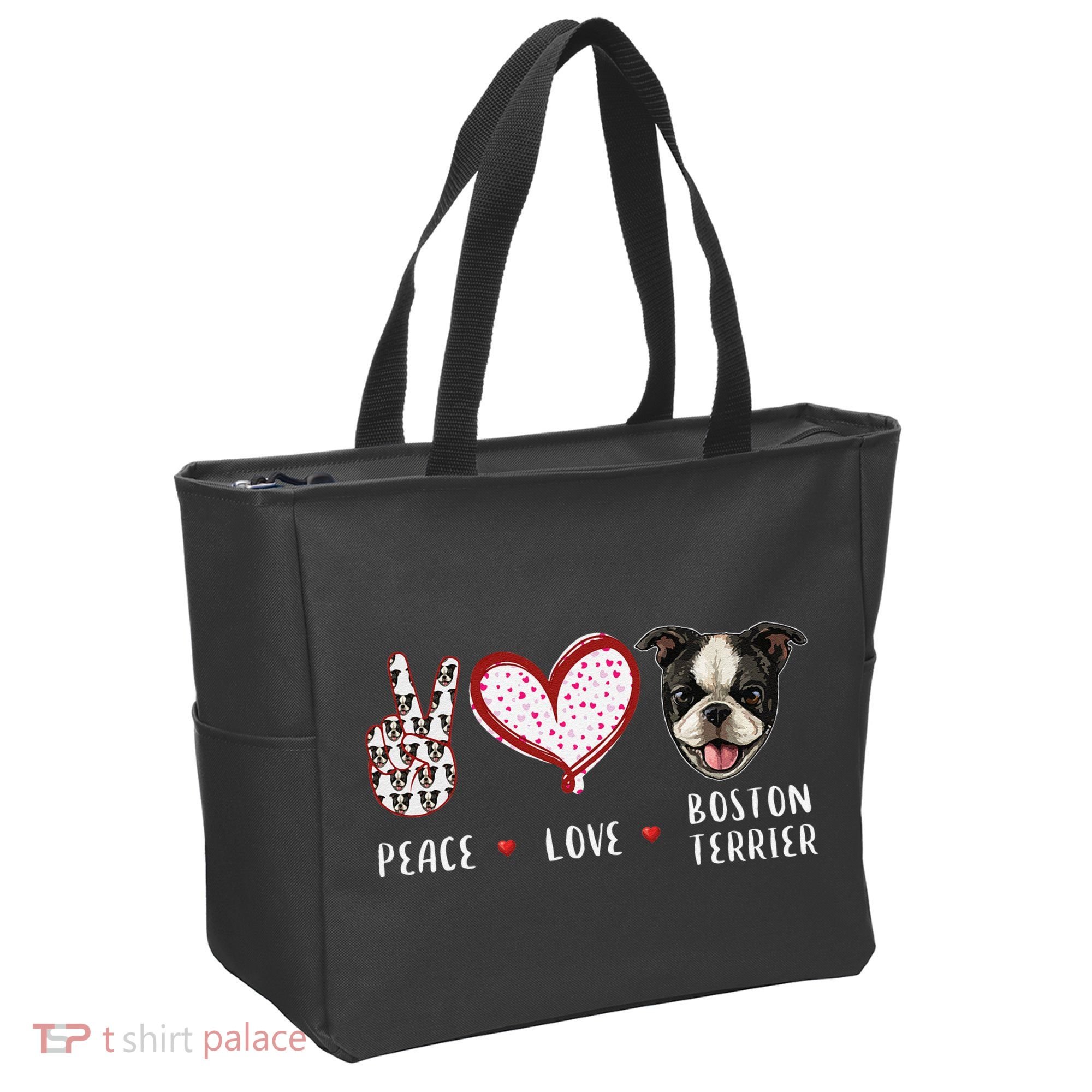 Peace Love Boston Terrier Dog Gifts Tote Bag