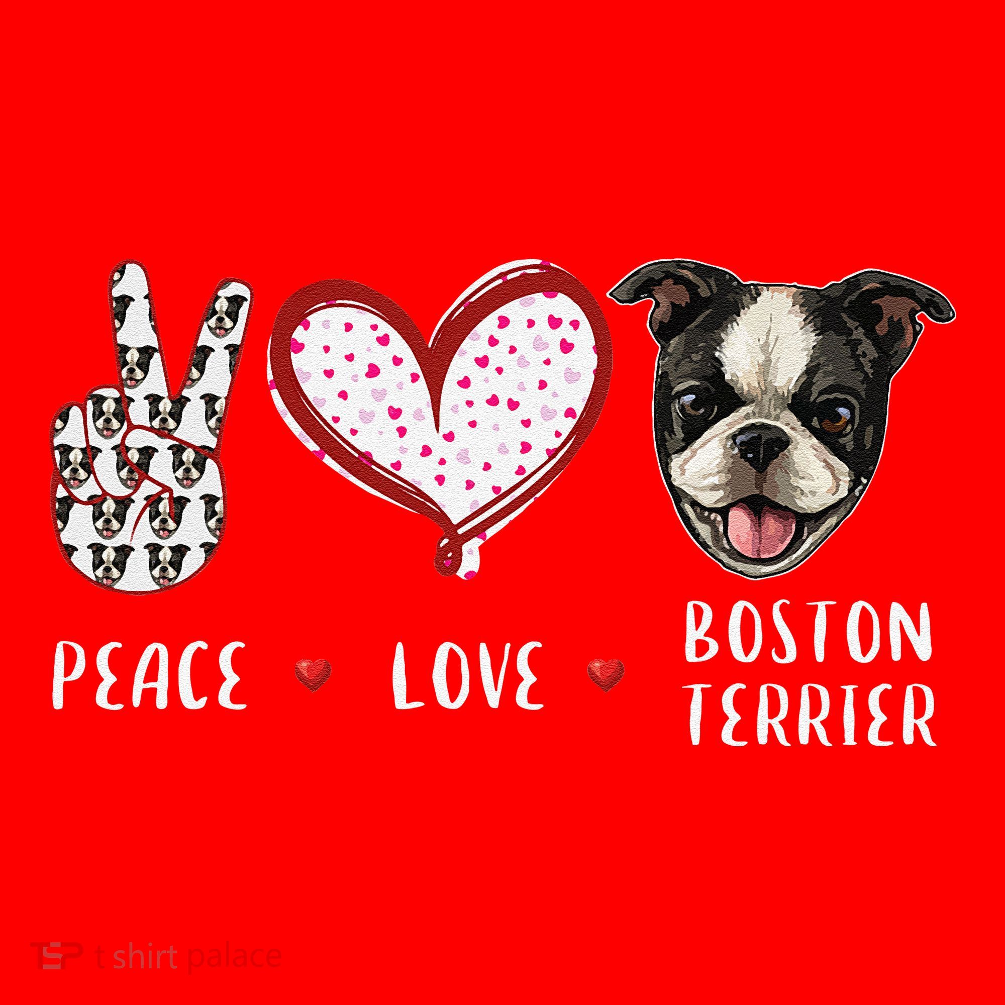 Peace Love Boston Terrier Dog Gifts Santa Hat