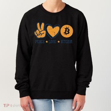 Peace Love Bitcoin Crypto Cryptocurrency Hippie Women's Sweatshirt