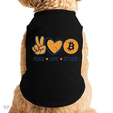 Peace Love Bitcoin Crypto Cryptocurrency Hippie Doggie Tank