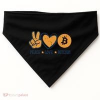 Peace Love Bitcoin Crypto Cryptocurrency Hippie USA-Made Doggie Bandana thumb 0