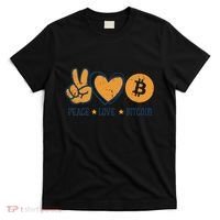 Peace Love Bitcoin Crypto Cryptocurrency Hippie T-Shirt thumb 0
