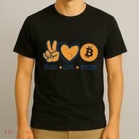 Peace Love Bitcoin Crypto Cryptocurrency Hippie T-Shirt thumb 3