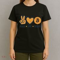 Peace Love Bitcoin Crypto Cryptocurrency Hippie T-Shirt thumb 4