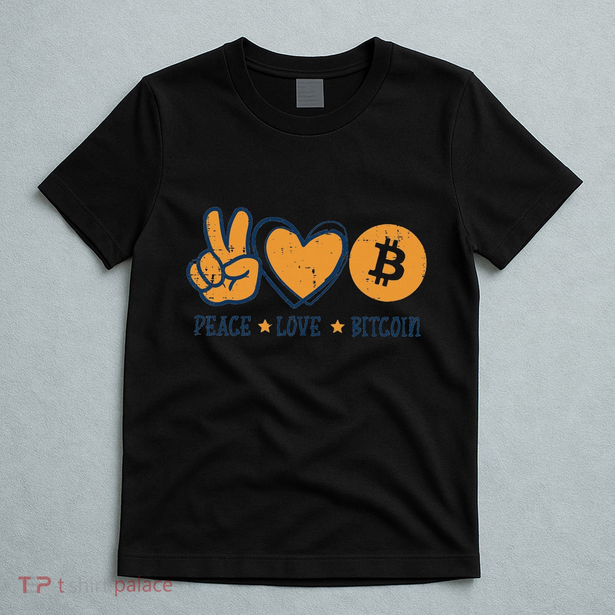 Peace Love Bitcoin Crypto Cryptocurrency Hippie T-Shirt