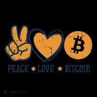 Peace Love Bitcoin Crypto Cryptocurrency Hippie Button thumb 1
