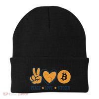Peace Love Bitcoin Crypto Cryptocurrency Hippie Beanie thumb 0