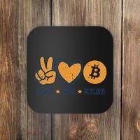 Peace Love Bitcoin Crypto Cryptocurrency Hippie Coaster thumb 0
