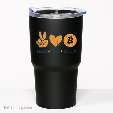 Peace Love Bitcoin Crypto Cryptocurrency Hippie Tumbler