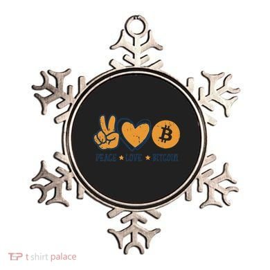 Peace Love Bitcoin Crypto Cryptocurrency Hippie Ornament