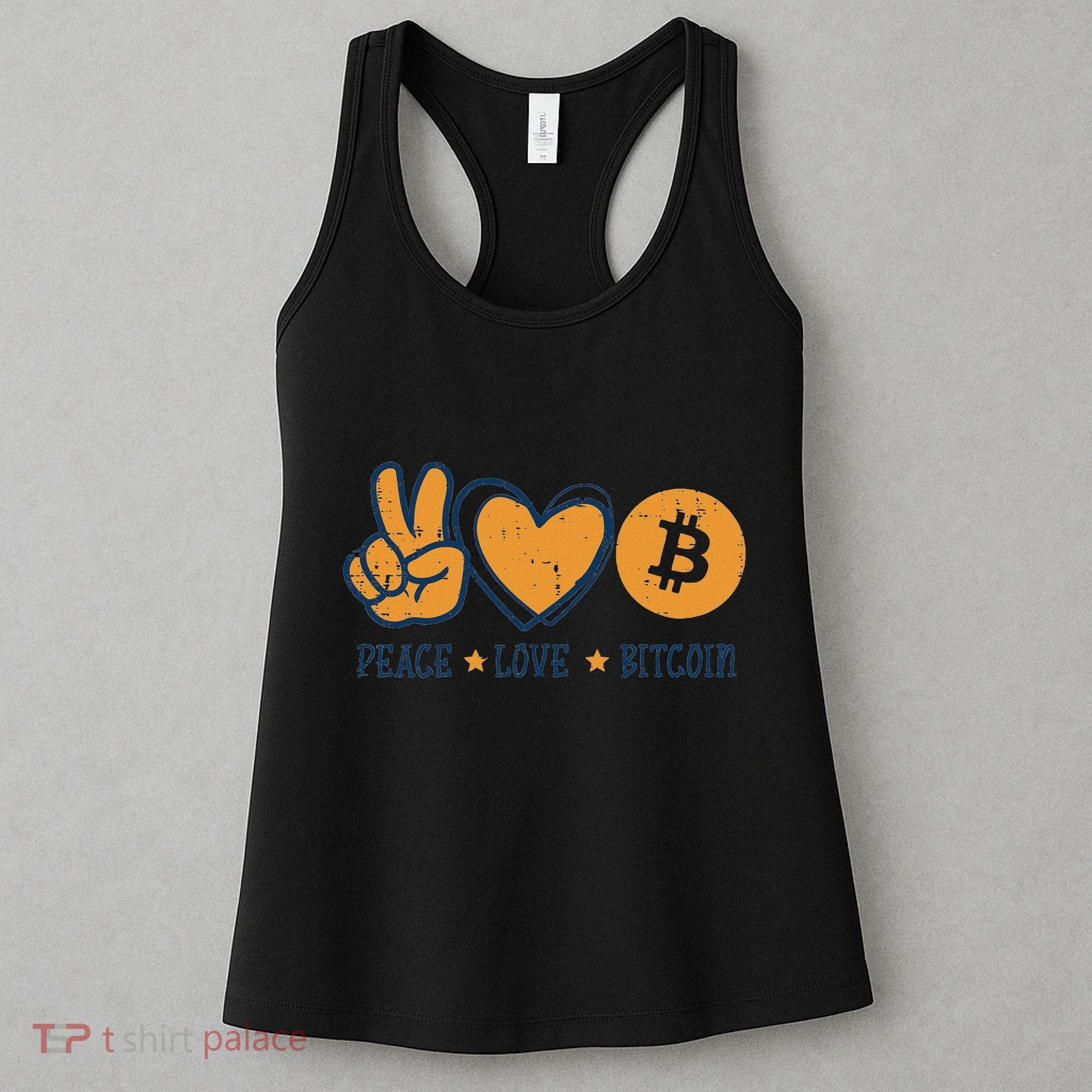 Peace Love Bitcoin Crypto Cryptocurrency Hippie Women's Tank Top