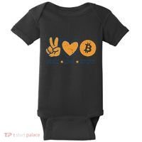 Peace Love Bitcoin Crypto Cryptocurrency Hippie Baby Bodysuit thumb 0