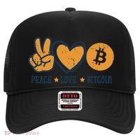 Peace Love Bitcoin Crypto Cryptocurrency Hippie Hat thumb 0