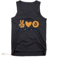 Peace Love Bitcoin Crypto Cryptocurrency Hippie Tank Top thumb 0