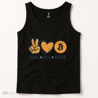 Peace Love Bitcoin Crypto Cryptocurrency Hippie Tank Top thumb 2