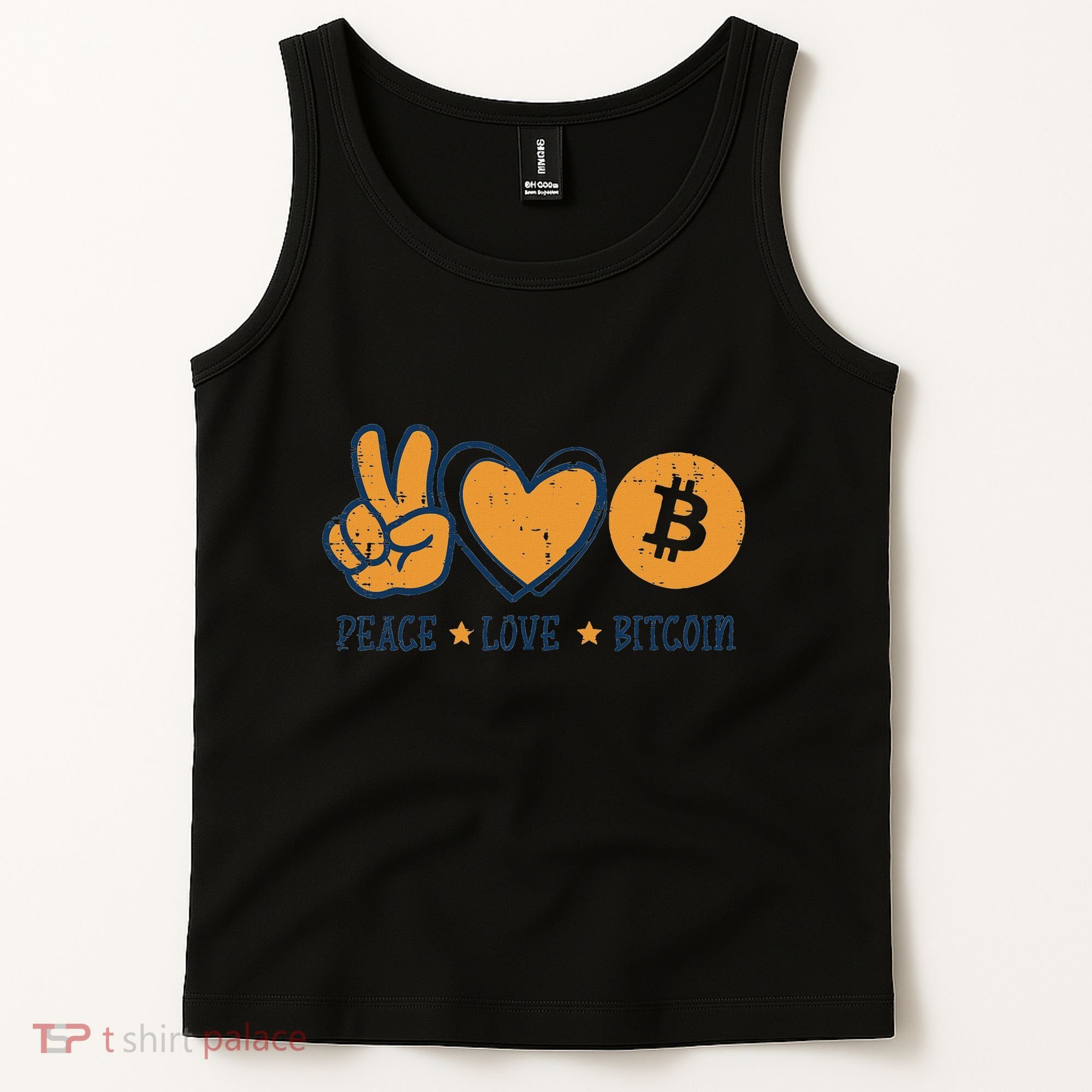 Peace Love Bitcoin Crypto Cryptocurrency Hippie Tank Top