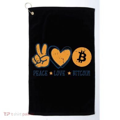 Peace Love Bitcoin Crypto Cryptocurrency Hippie Golf Towel