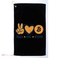Peace Love Bitcoin Crypto Cryptocurrency Hippie Golf Towel thumb 0