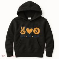 Peace Love Bitcoin Crypto Cryptocurrency Hippie Kids Hoodie thumb 0