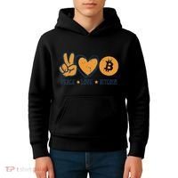 Peace Love Bitcoin Crypto Cryptocurrency Hippie Kids Hoodie thumb 4