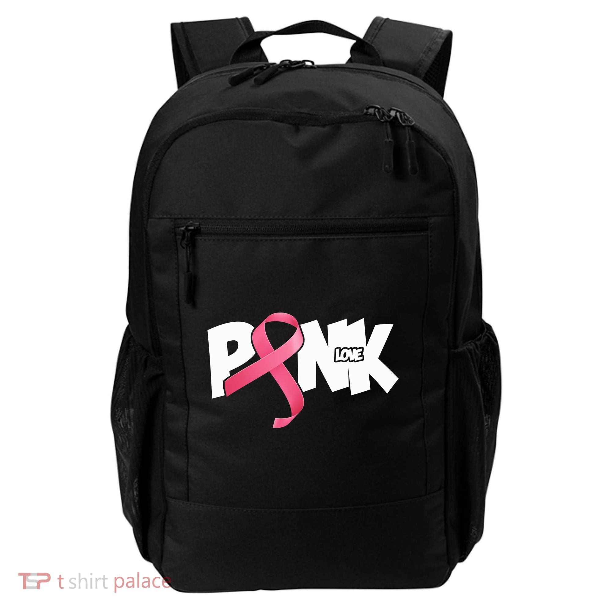 Pink Love Breast Cancer Ribbon Backpack