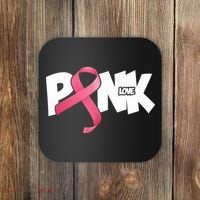 Pink Love Breast Cancer Ribbon Coaster thumb 0