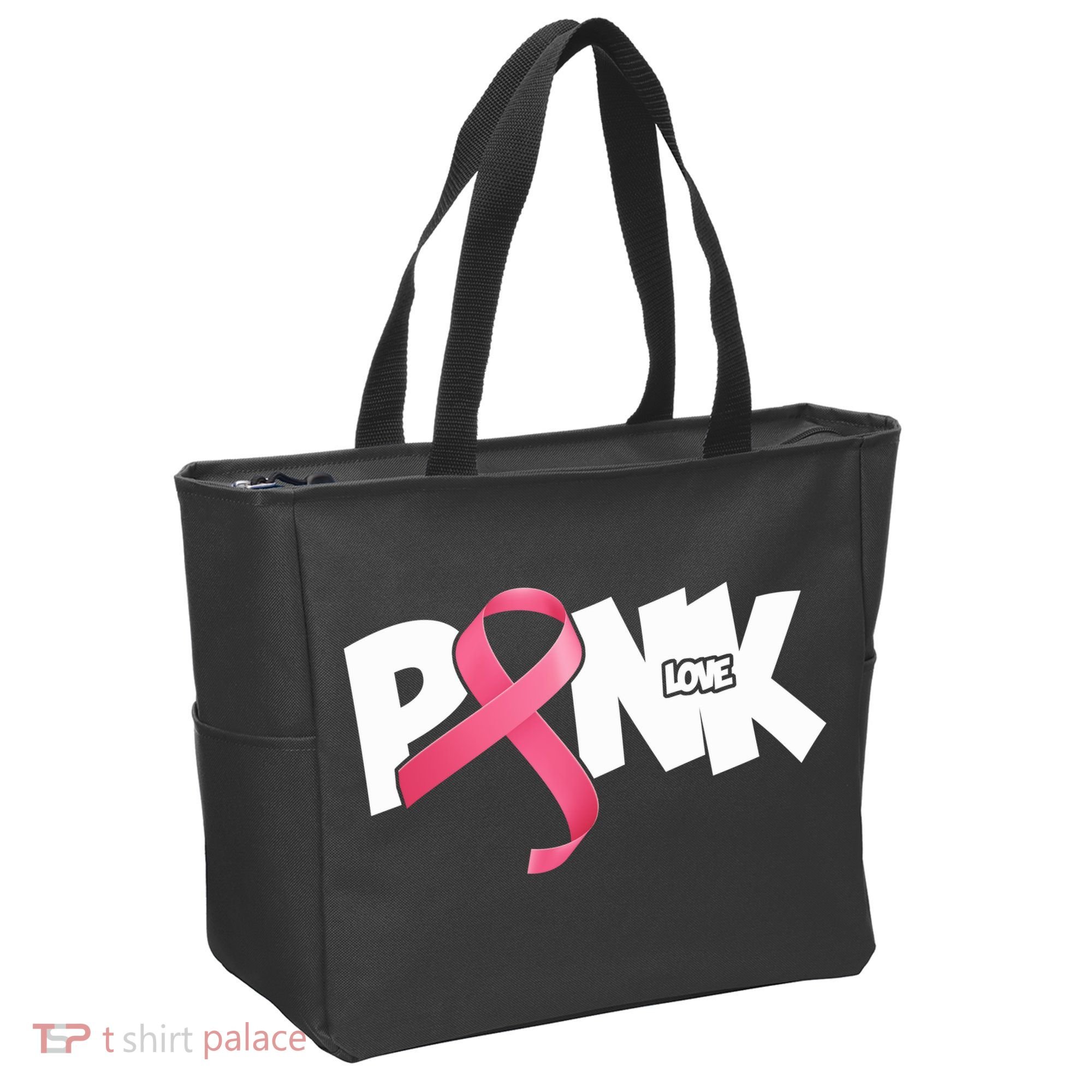Pink Love Breast Cancer Ribbon Tote Bag