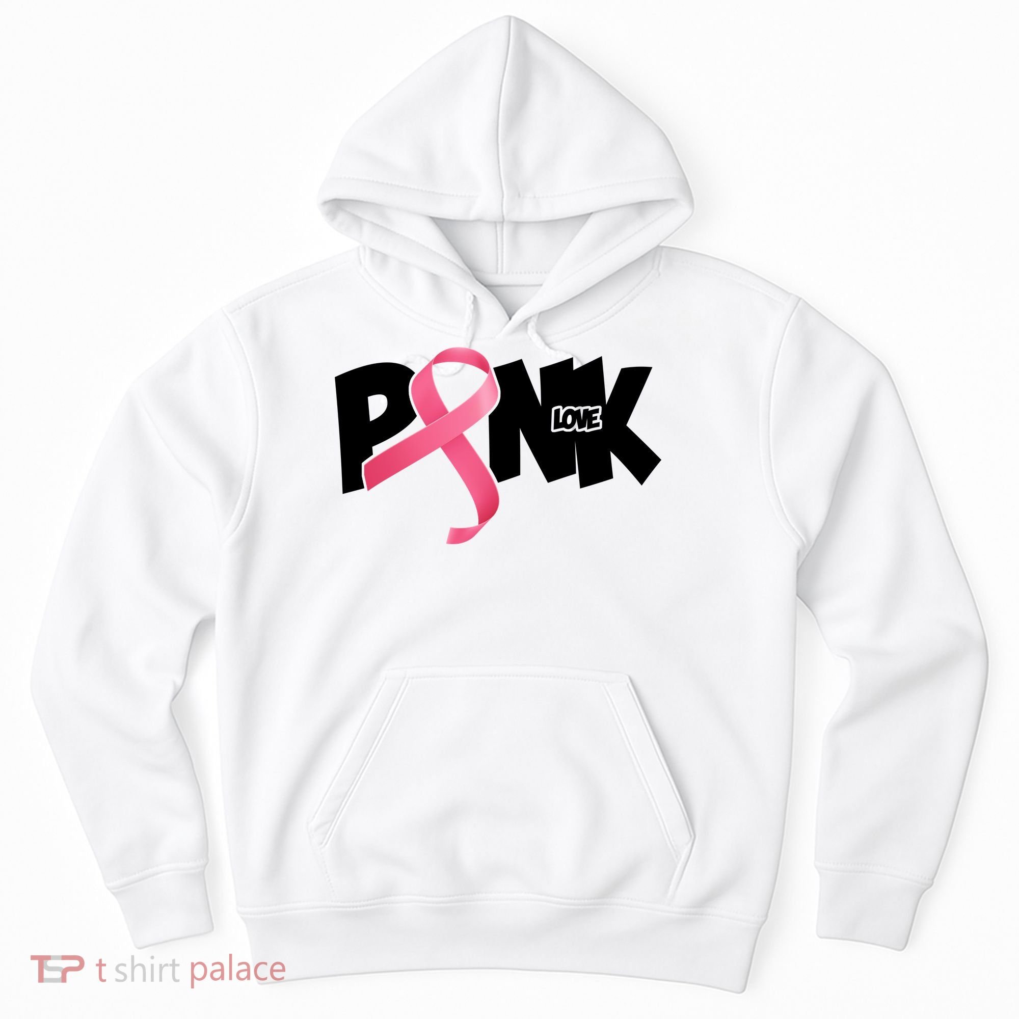 Pink Love Breast Cancer Ribbon Hoodie
