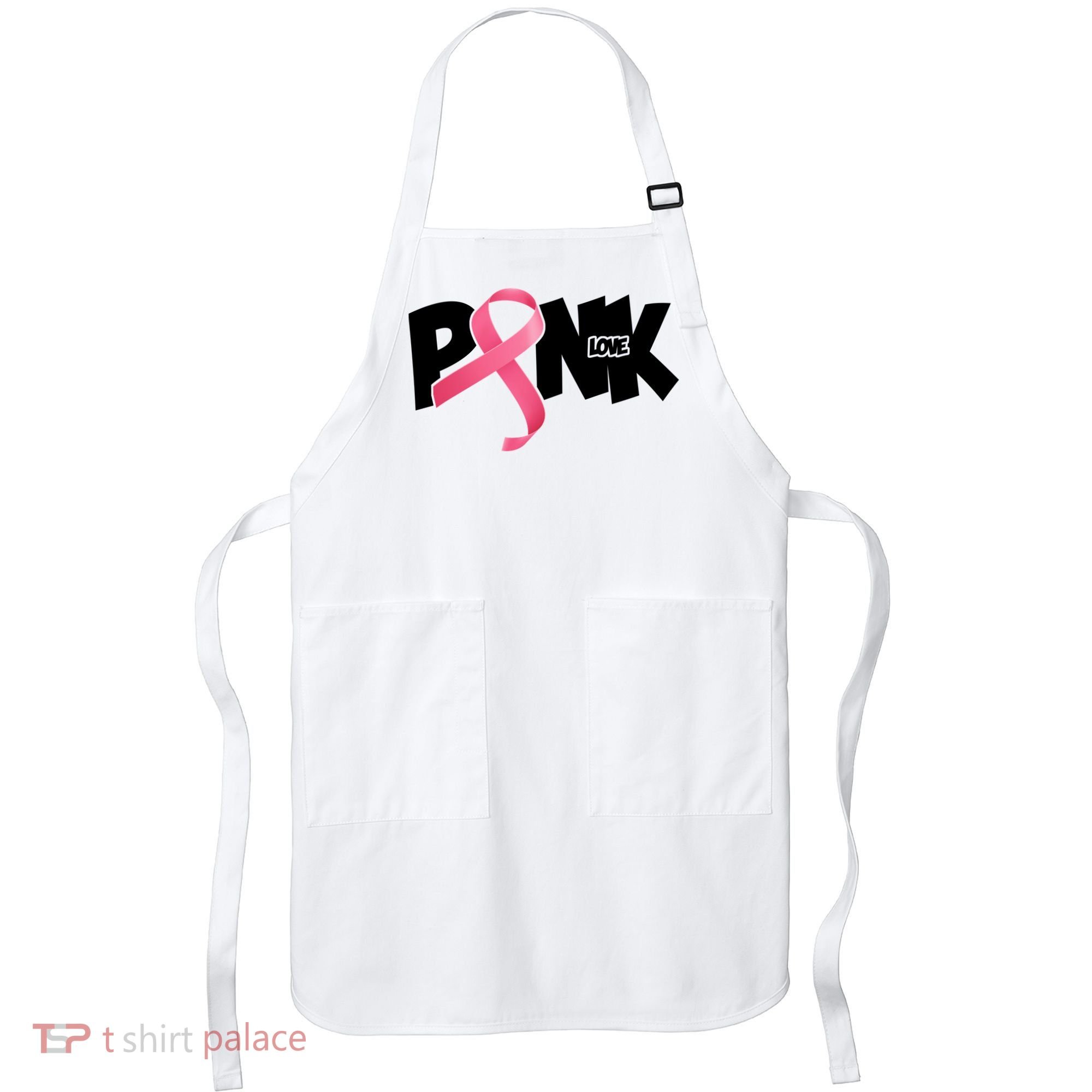 Pink Love Breast Cancer Ribbon Apron