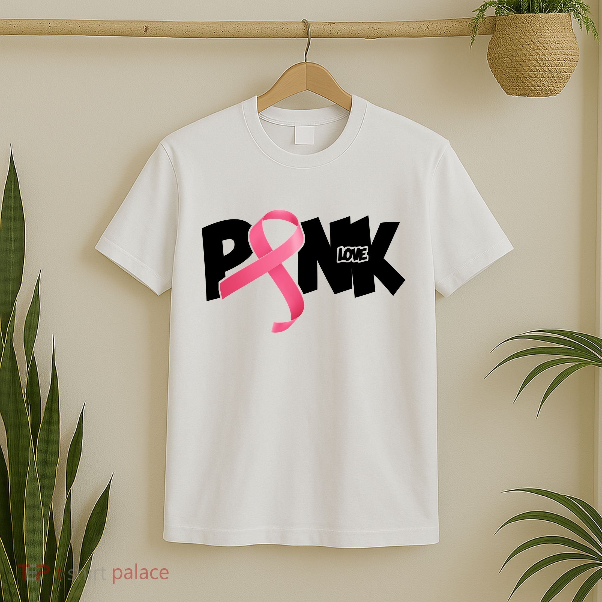 Pink Love Breast Cancer Ribbon T-Shirt
