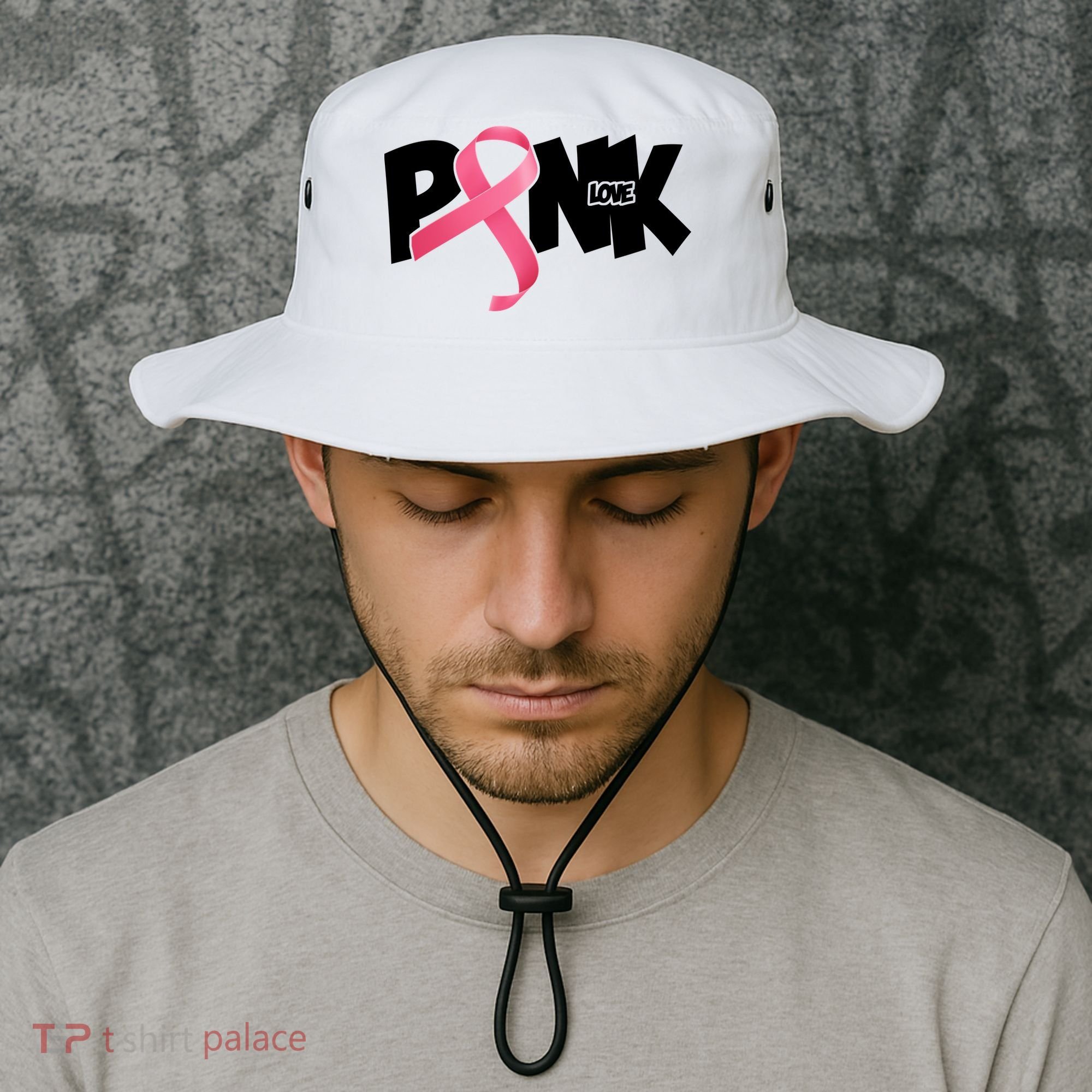 Pink Love Breast Cancer Ribbon Bucket Hat