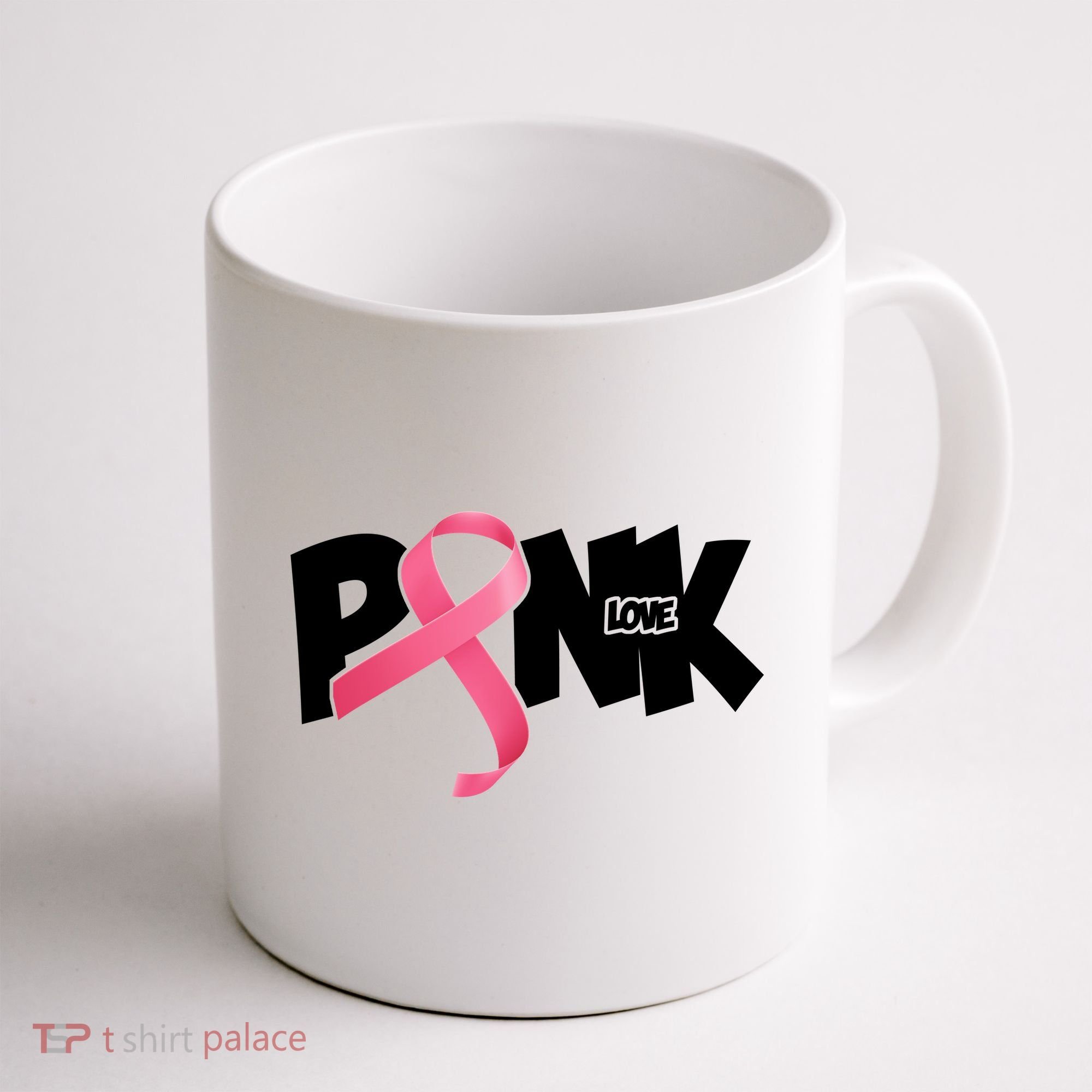 Pink Love Breast Cancer Ribbon Coffee Mug