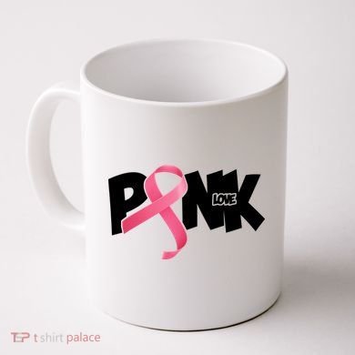 Pink Love Breast Cancer Ribbon Coffee Mug