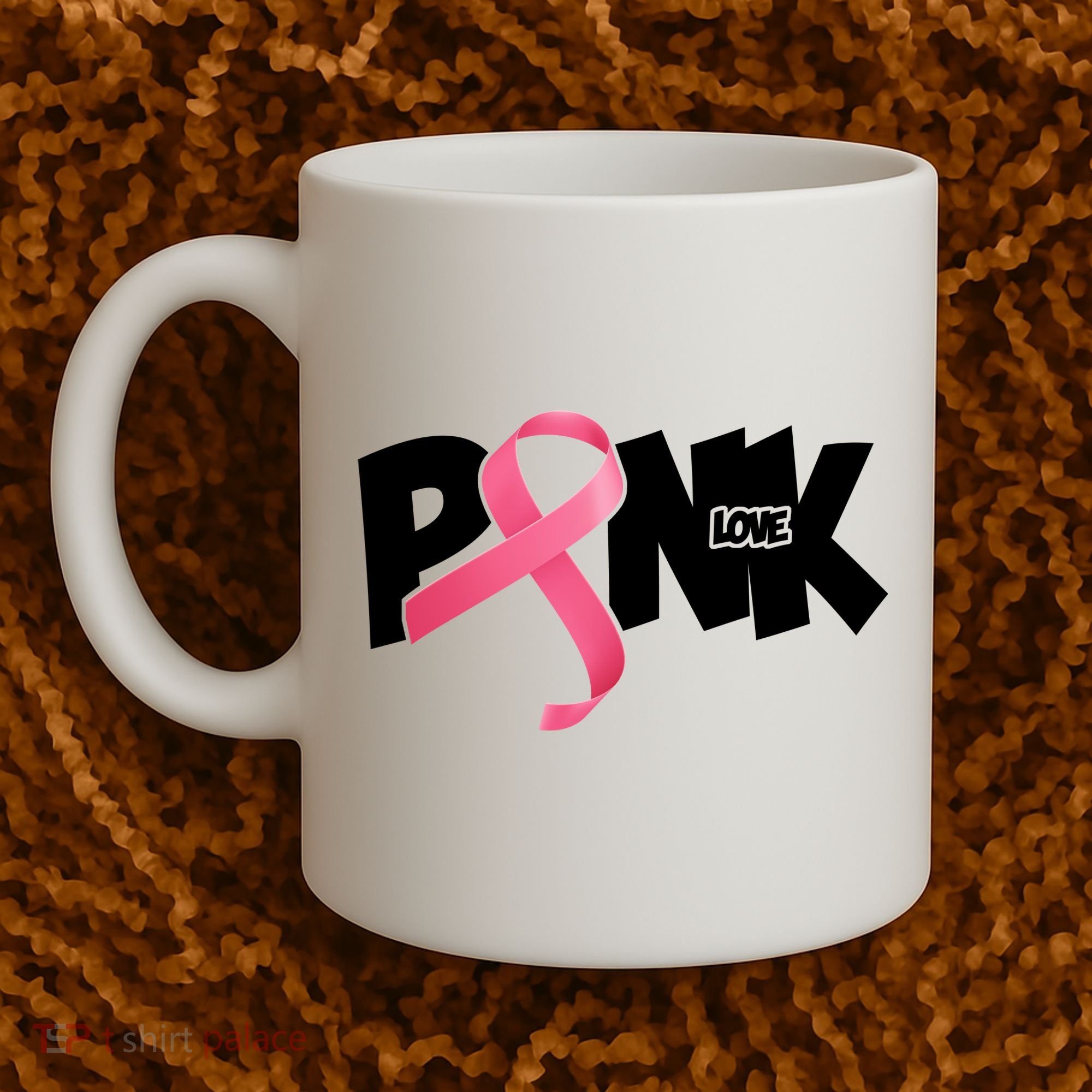 Pink Love Breast Cancer Ribbon Coffee Mug