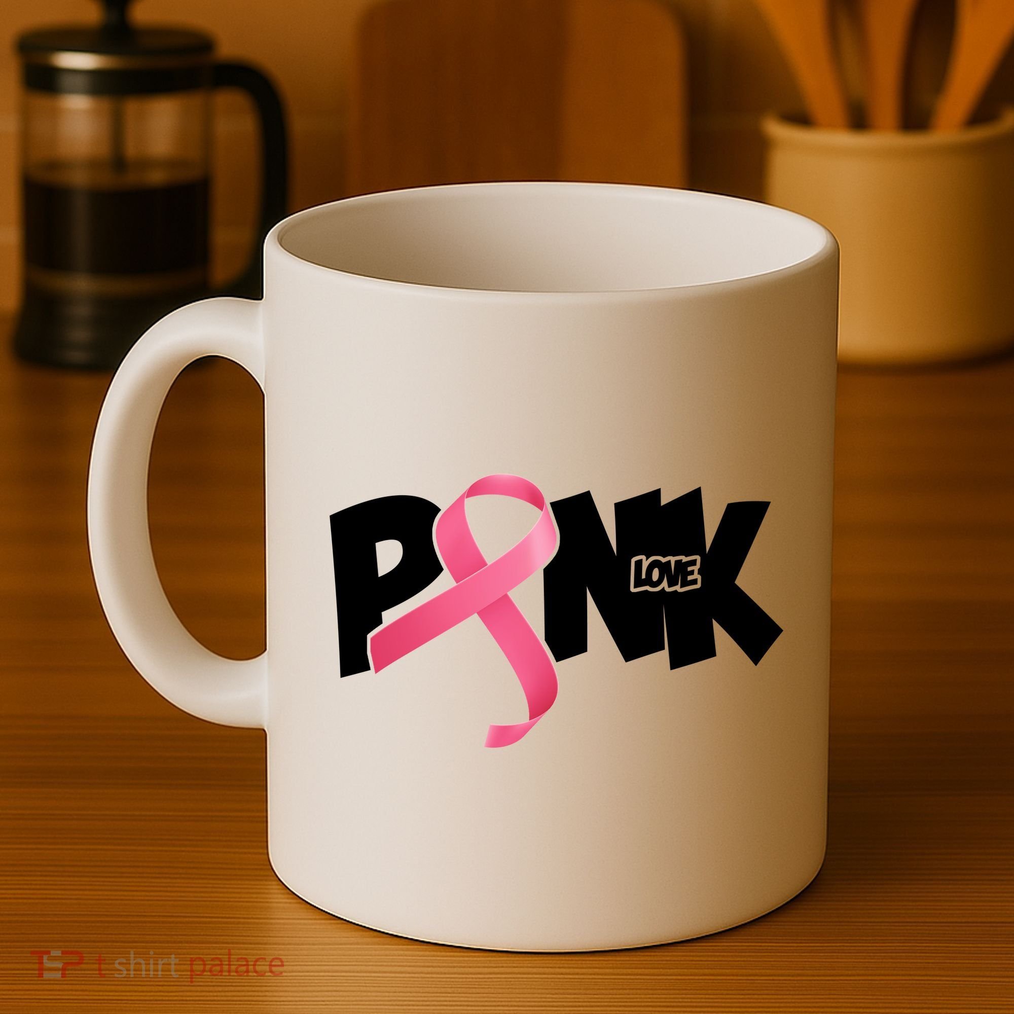 Pink Love Breast Cancer Ribbon Coffee Mug