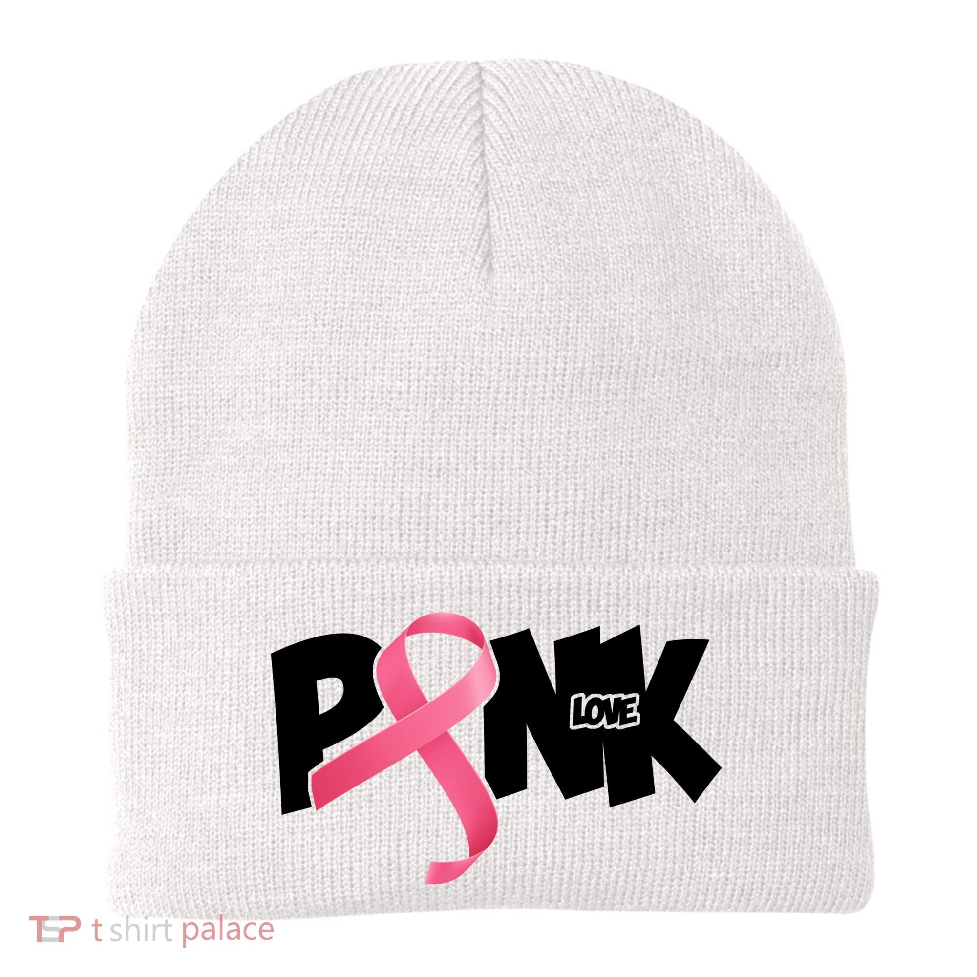 Pink Love Breast Cancer Ribbon Beanie
