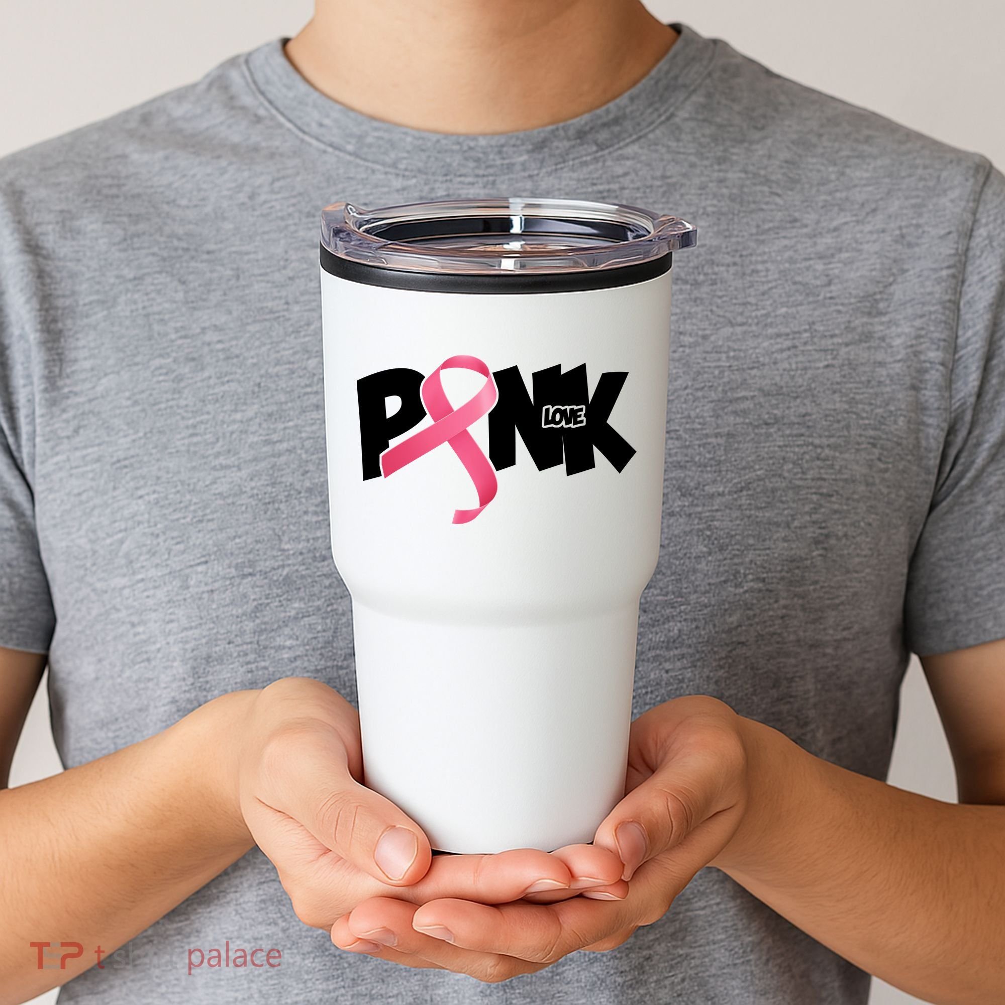Pink Love Breast Cancer Ribbon Tumbler
