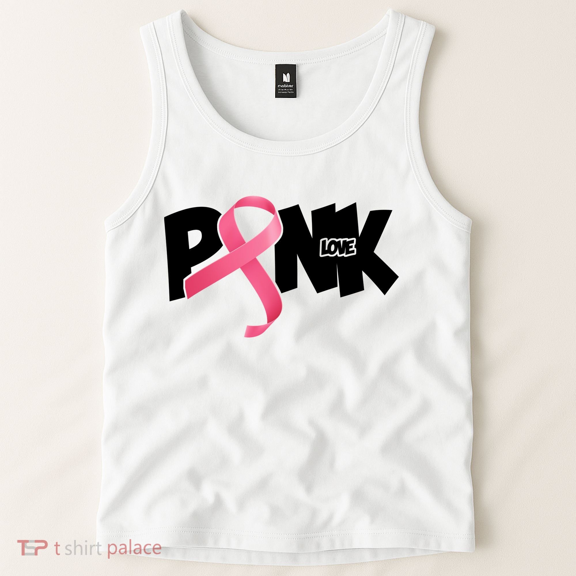 Pink Love Breast Cancer Ribbon Tank Top