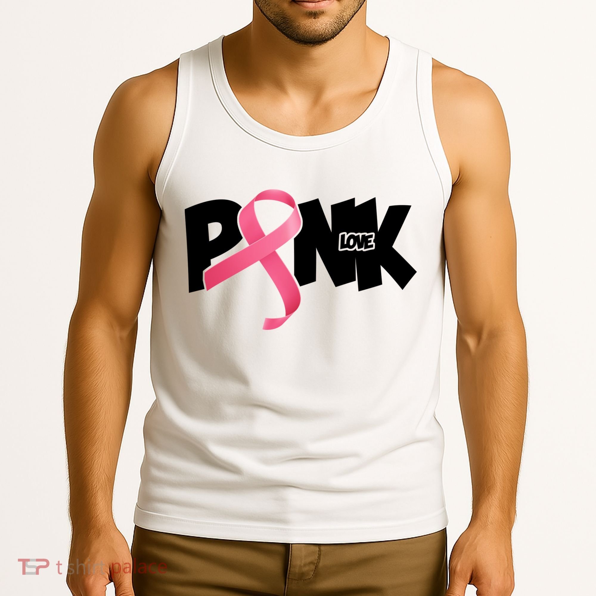 Pink Love Breast Cancer Ribbon Tank Top