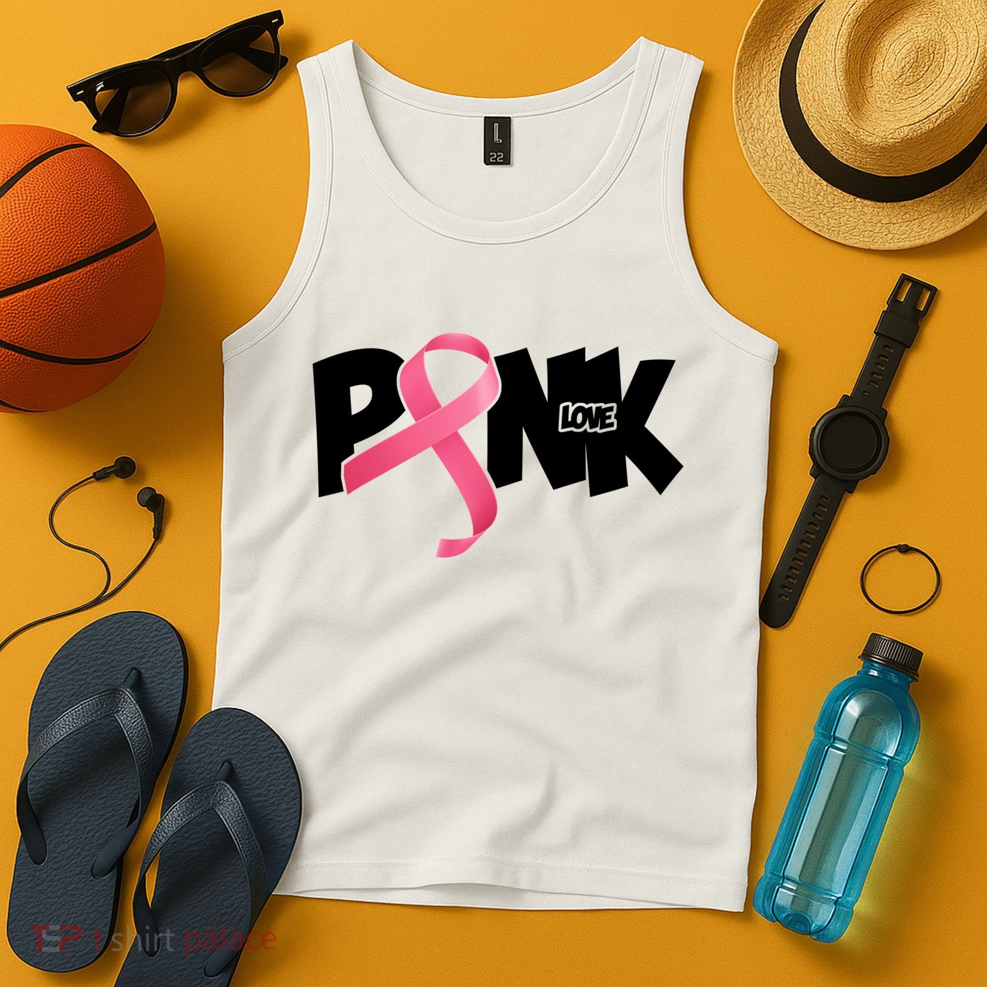 Pink Love Breast Cancer Ribbon Tank Top