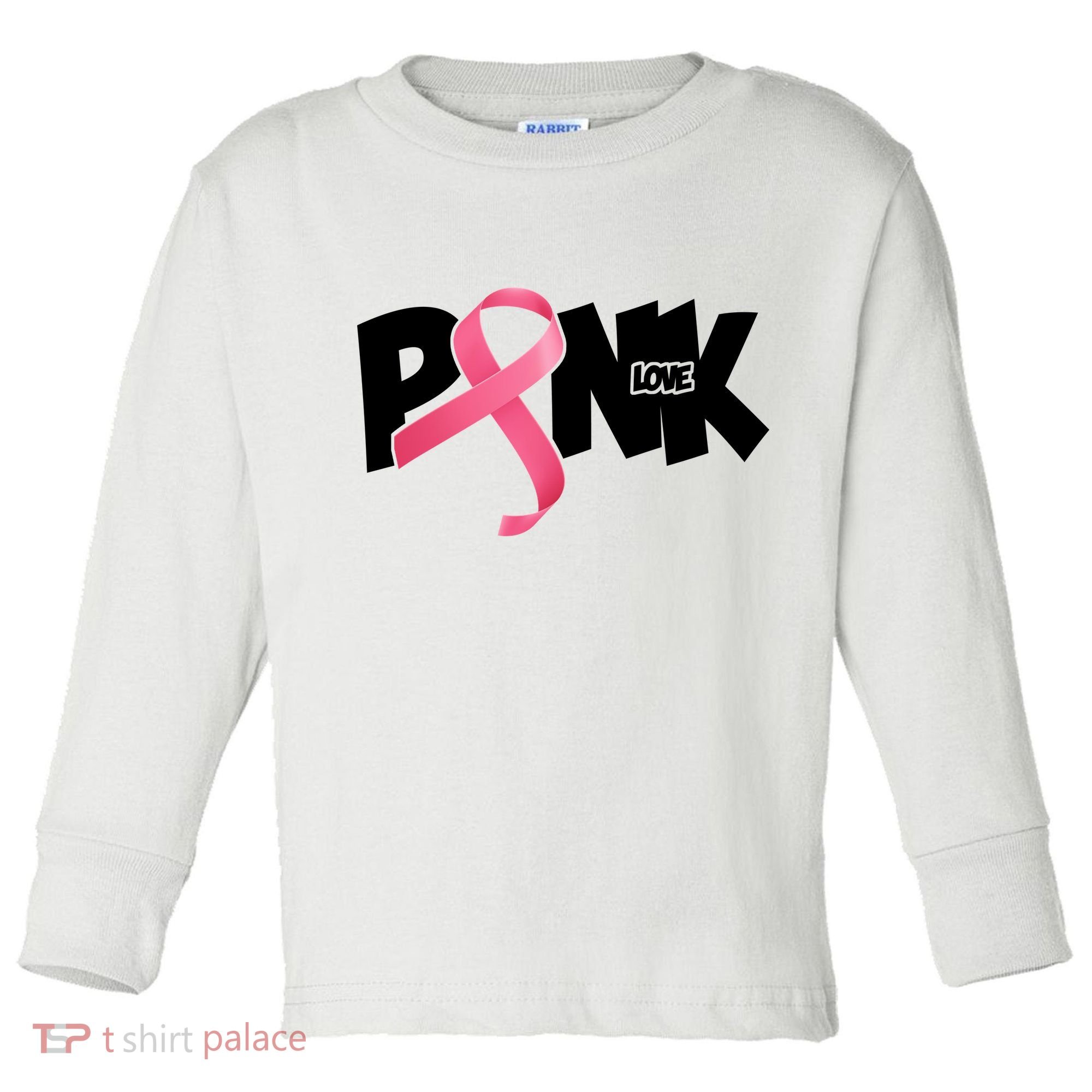 Pink Love Breast Cancer Ribbon Toddler Long Sleeve Shirt