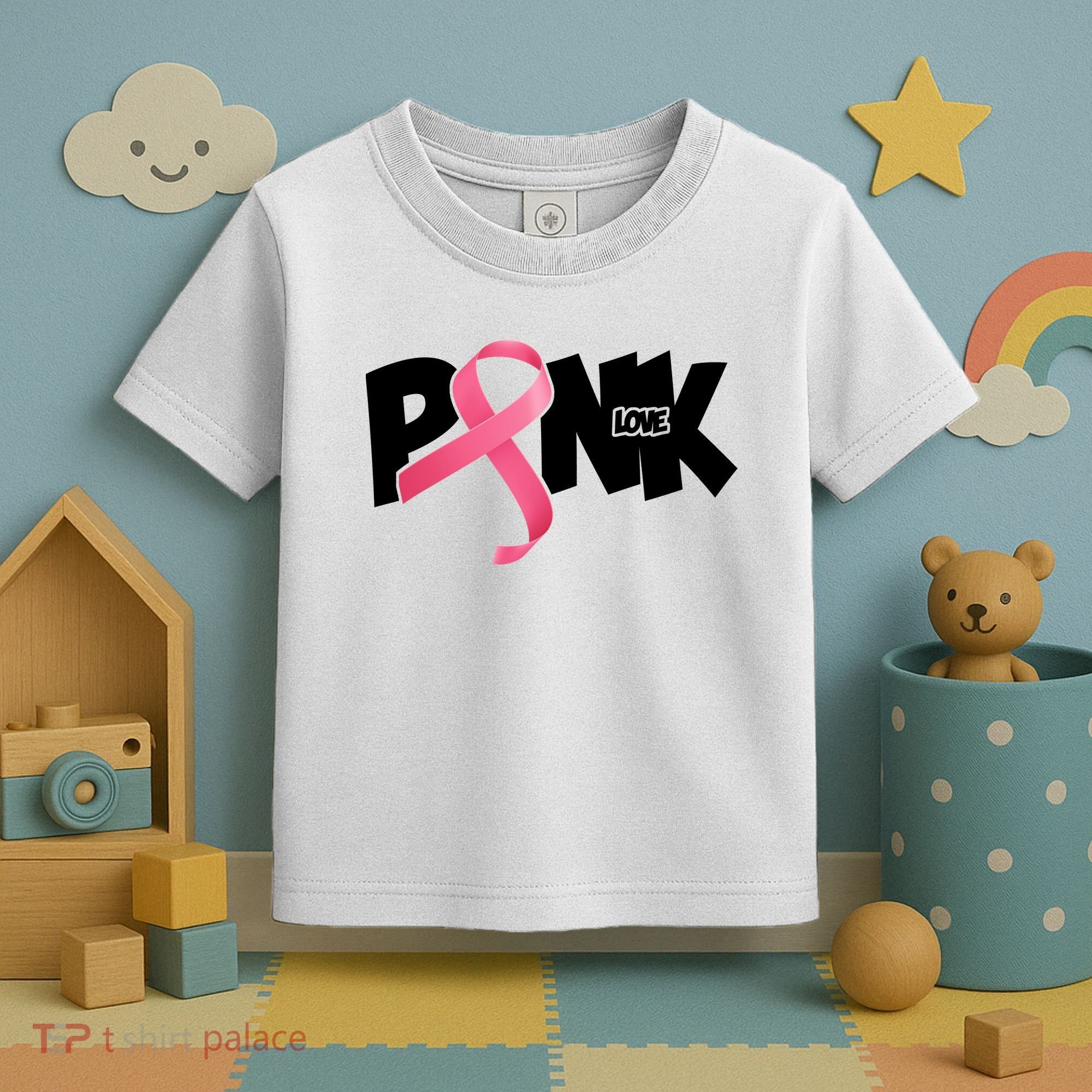 Pink Love Breast Cancer Ribbon Toddler T-Shirt